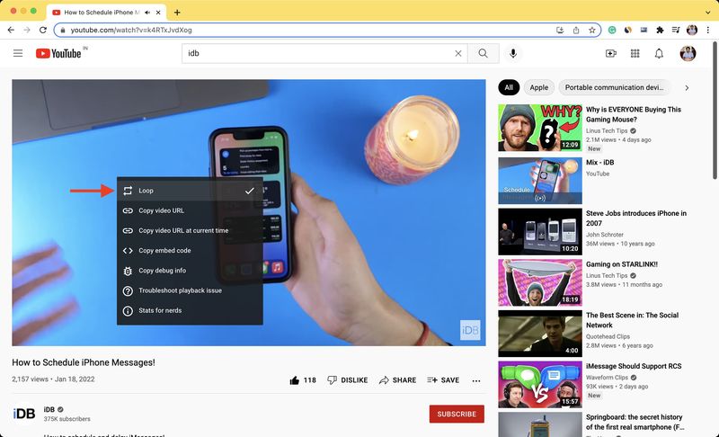 Wiederholen Sie YouTube-Videos in Chrome auf dem Computer
