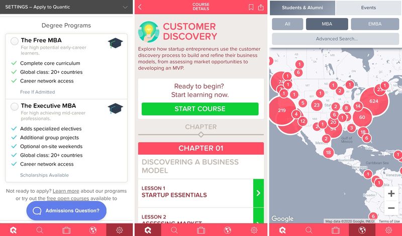 Quantic Business Courses-App auf dem iPhone
