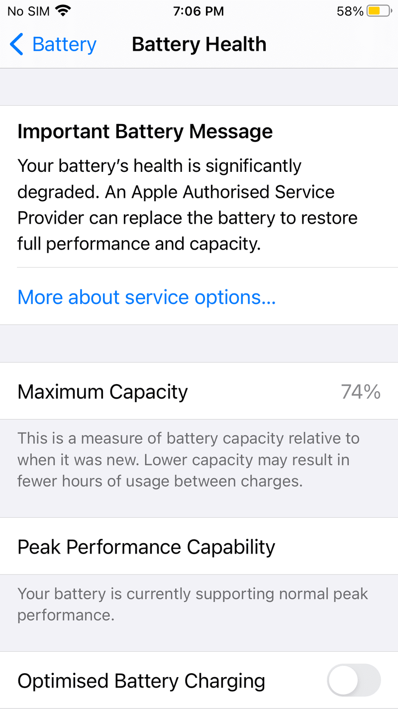 Wichtige Batteriemeldung bezüglich des verschlechterten Batteriezustands auf dem iPhone