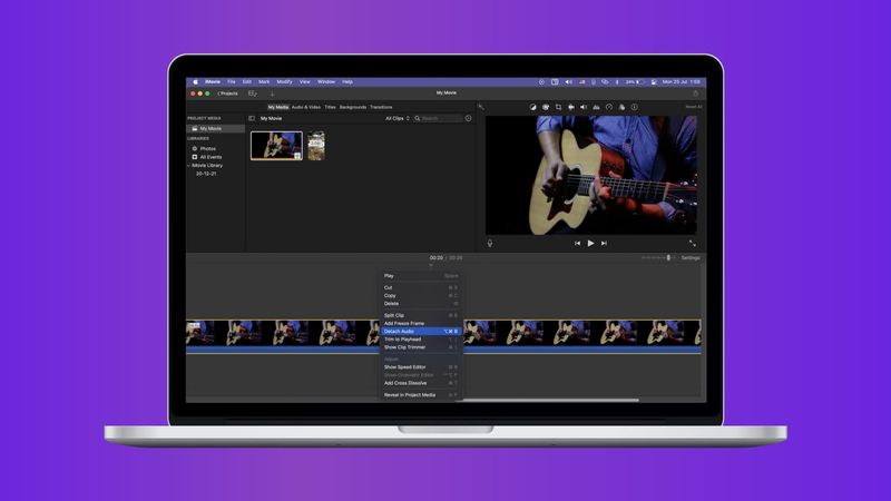 Trennen Sie Audio vom Videoclip in iMovie auf dem Mac
