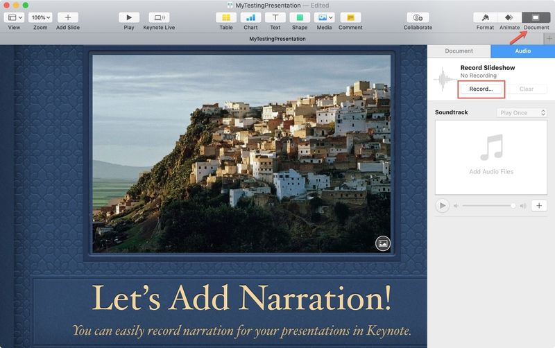 Dokumentaufzeichnung Keynote Mac