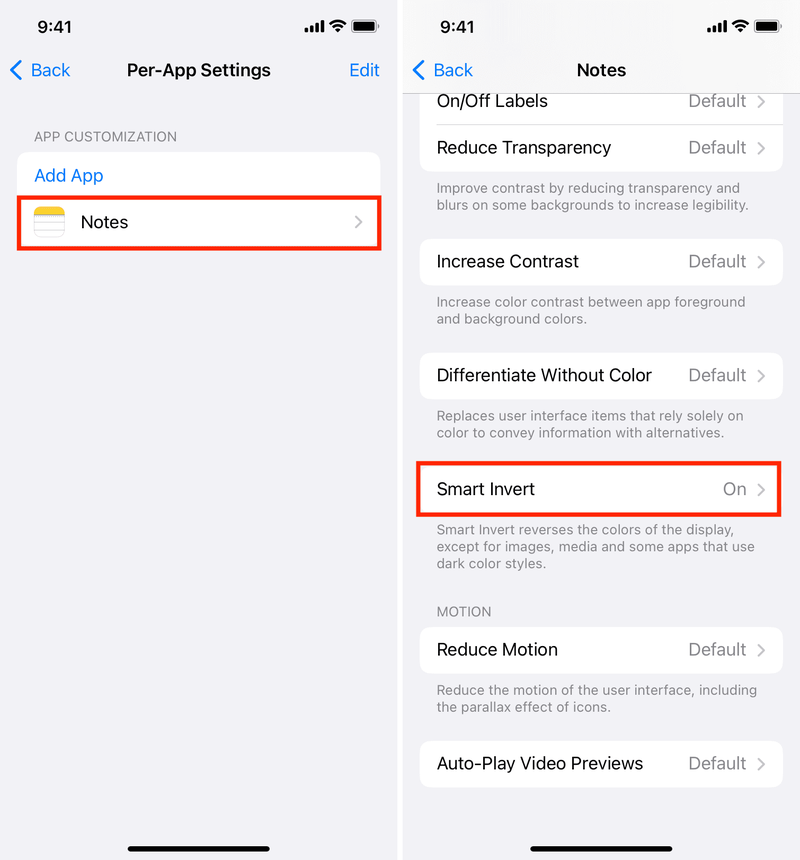Erzwingen Sie, dass die Notes-App auf dem iPhone in den Dunkelmodus wechselt