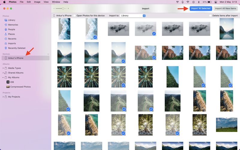 Importieren Sie iPhone-Fotos in die Mac-Fotos-App
