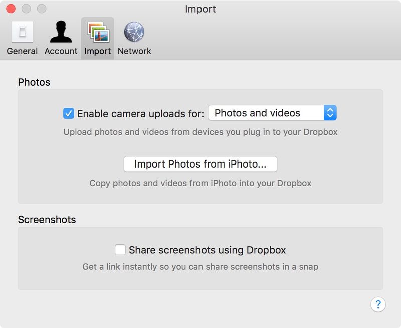 Dropbox ermöglicht das Hochladen von Kamera-Backupfotos