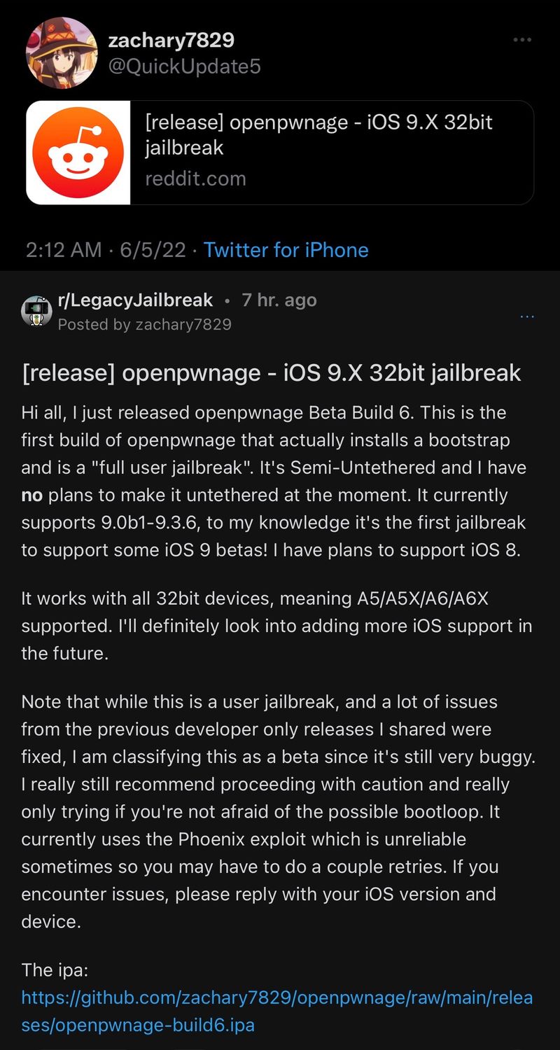 OpenPwnage Jailbreak für iOS 9.x auf 32-Bit-Geräten veröffentlicht