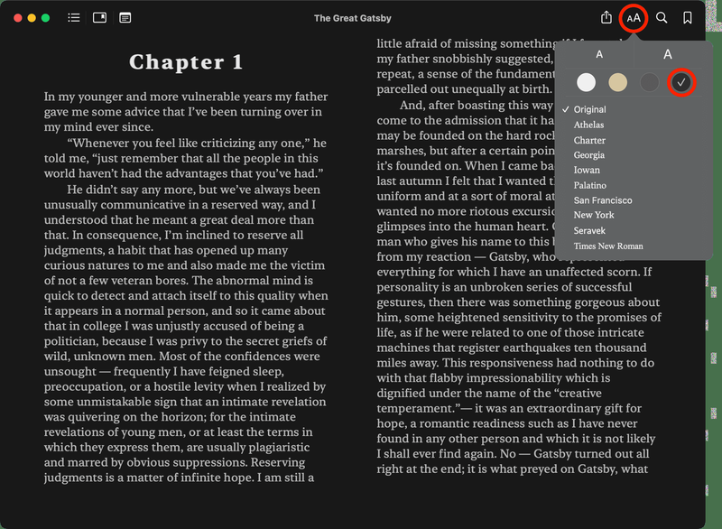 Dunkler Modus in der Mac Books-App