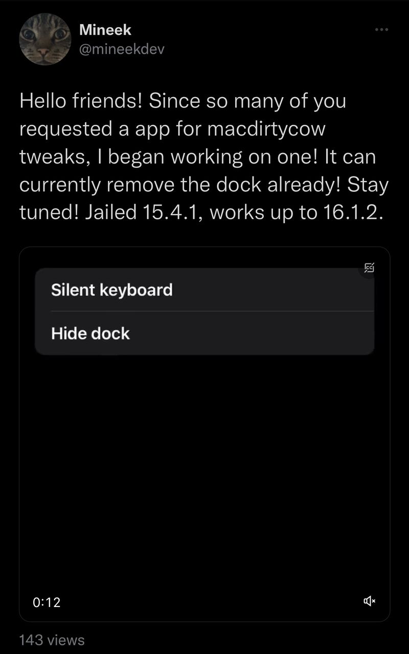 Anpassen von Geräten ohne Jailbreak unter iOS 15.x-16.1.2 mit der MacDirtyCow-App