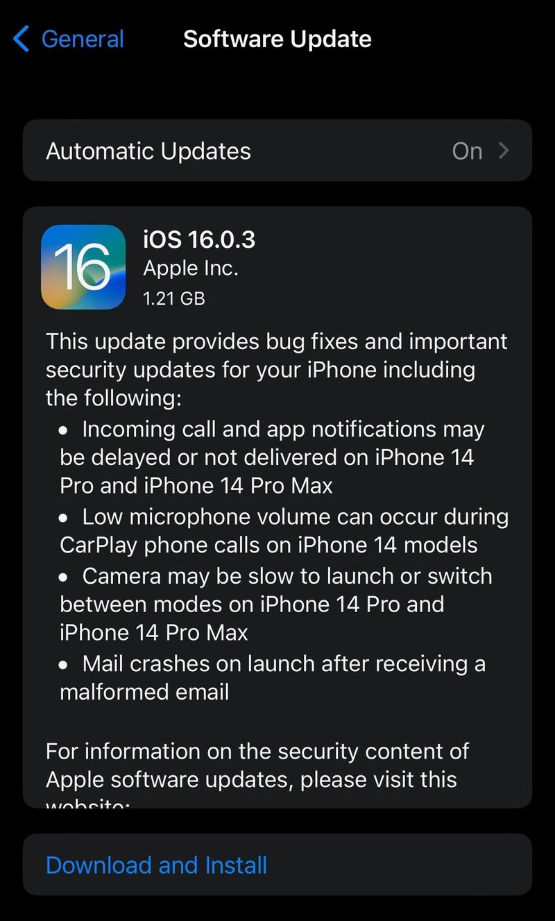 Software-Update für iOS 16.0.3 veröffentlicht.