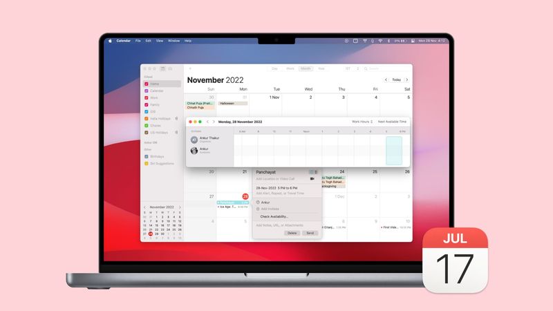 Verwenden der Verfügbarkeitsfunktion im Kalender auf dem Mac