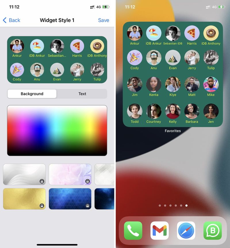 Favoriten Widgets Pro auf dem iPhone zum Hinzufügen von Kontakten zum Startbildschirm