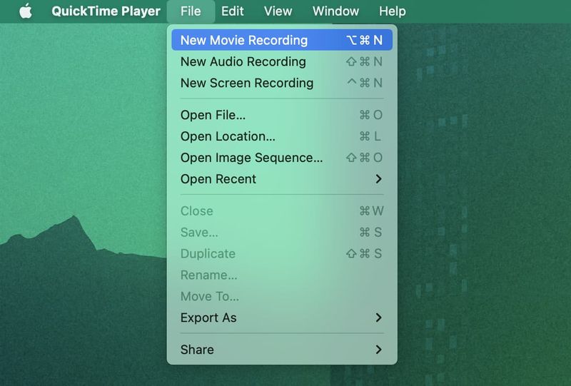 Neue Filmaufnahme im QuickTime Player auf dem Mac