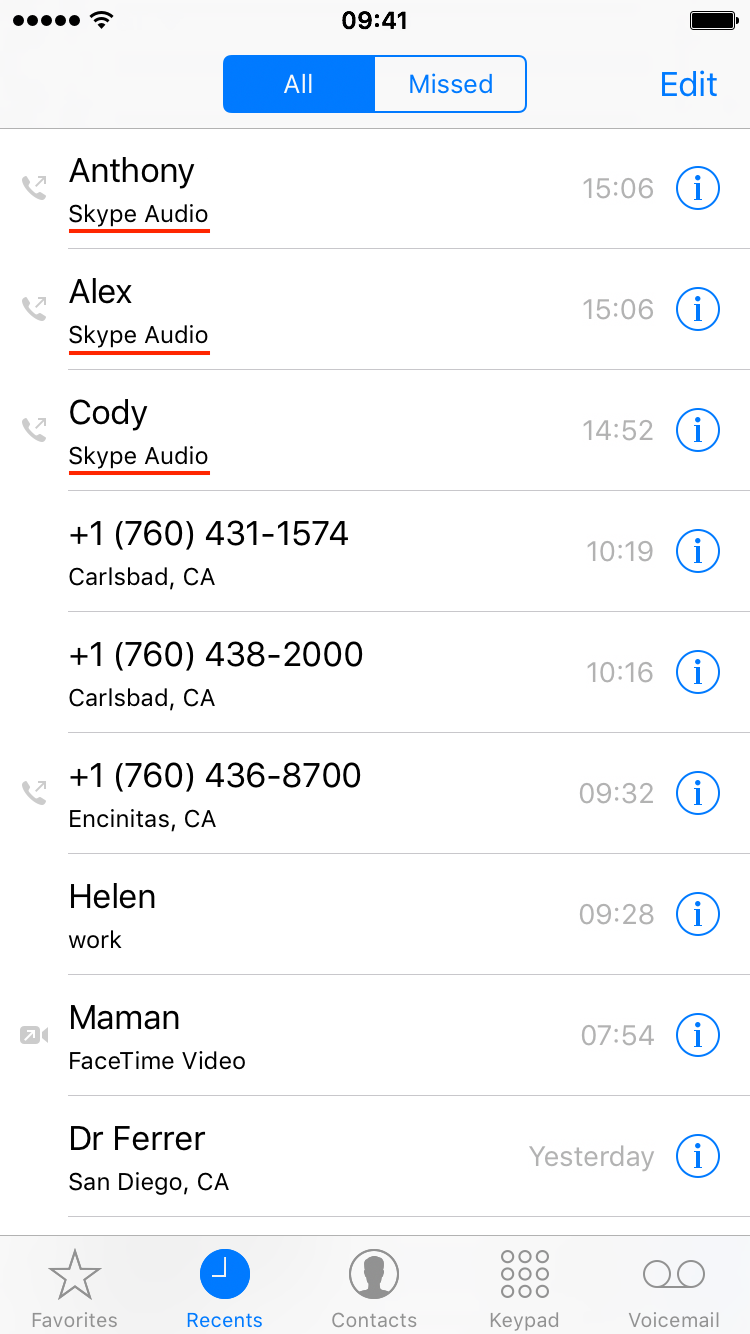So verbergen Sie Skype-Anrufe in der Telefon-App auf dem iPhone