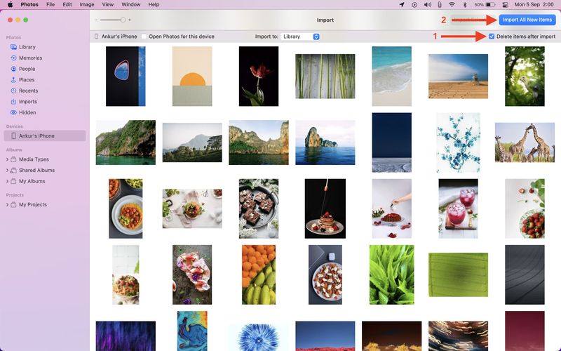 Elemente nach dem Import in der Mac Fotos App löschen