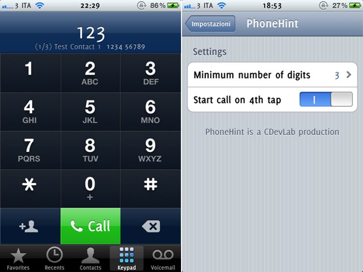 PhoneHint: Durchsuchen Sie Ihre Kontakte im iPhone-Dialer