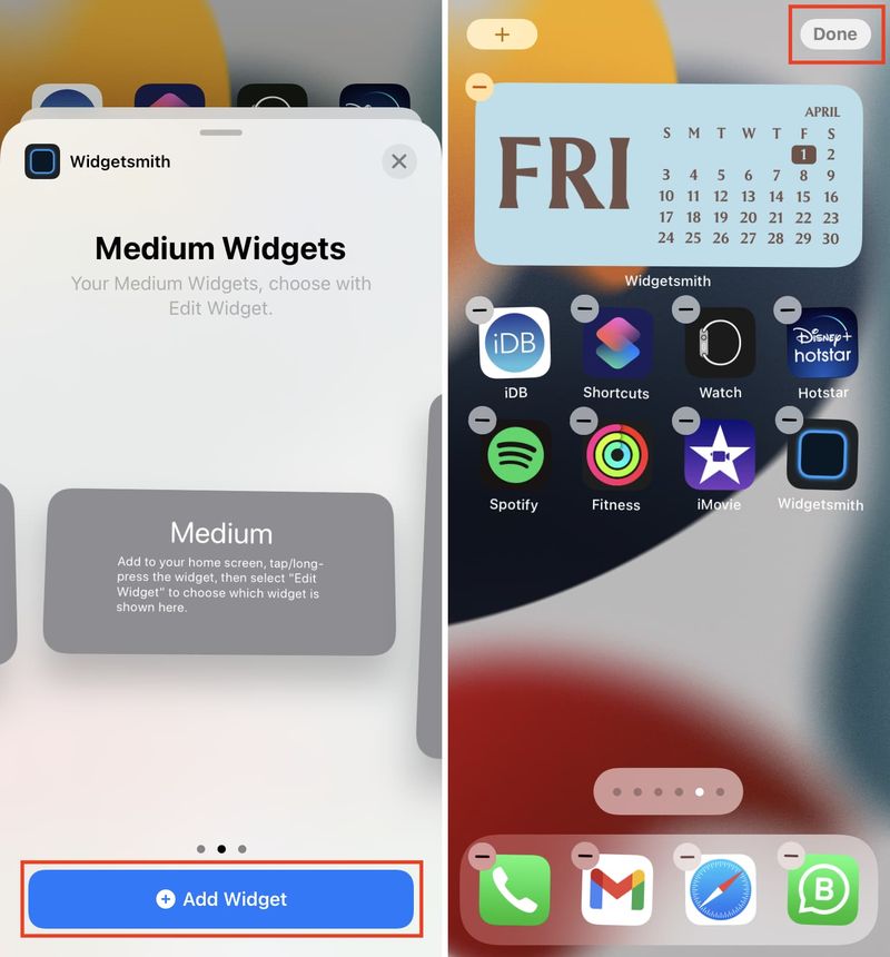 Fügen Sie das Widgetsmith-Widget auf dem iPhone-Startbildschirm hinzu