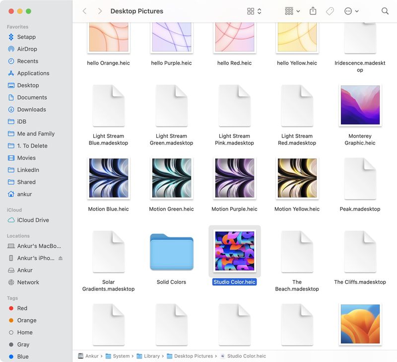 Standard-Desktop-Hintergrundbilder auf dem Mac
