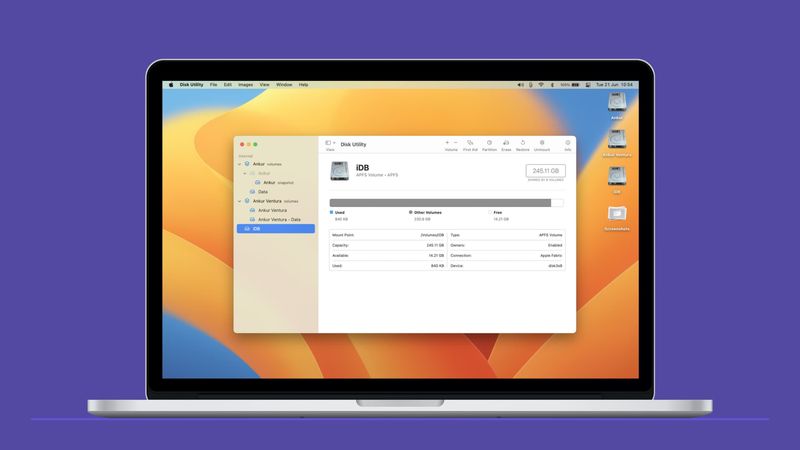 Verwenden des Festplatten-Dienstprogramms zum Verwalten von Volumes auf dem Mac