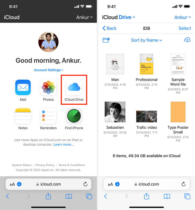 Greifen Sie im iPhone-Webbrowser auf iCloud Drive zu