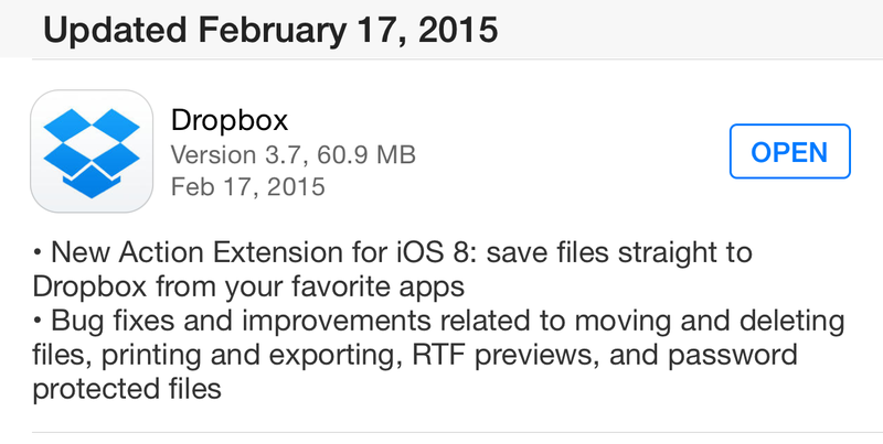 Dropbox für iOS erhält eine neue Action-Erweiterung