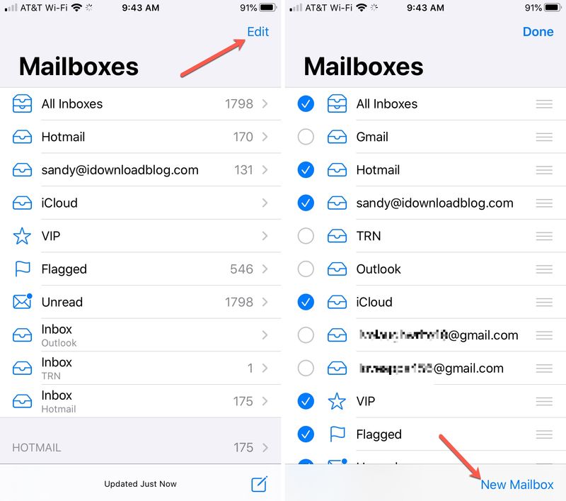 Neues Postfach bearbeiten iPhone Mail