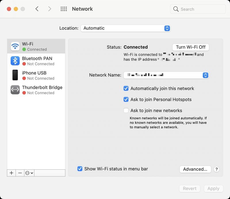 Überprüfen Sie den Netzwerkverbindungsstatus in den Mac-Systemeinstellungen