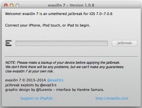 Evasi0n7 1.0.8: Unterstützung für iOS 7.0 11A466 ist verfügbar