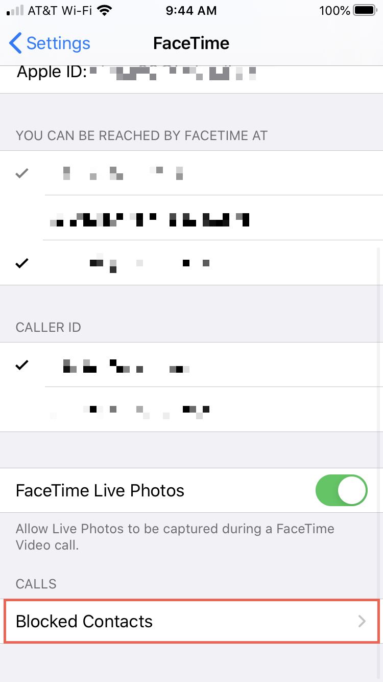 FaceTime blockierte Kontakte iPhone