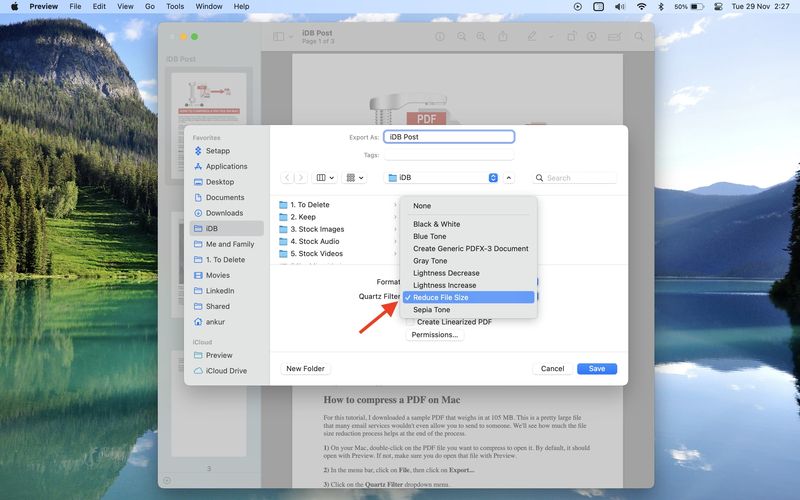 Reduzieren Sie die PDF-Dateigröße mit der Vorschau auf dem Mac