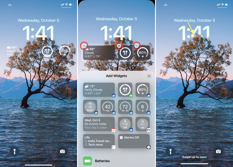 Entfernen Sie Widgets vom iOS 16-Sperrbildschirm, damit der Tiefeneffekt auf dem iPhone funktioniert