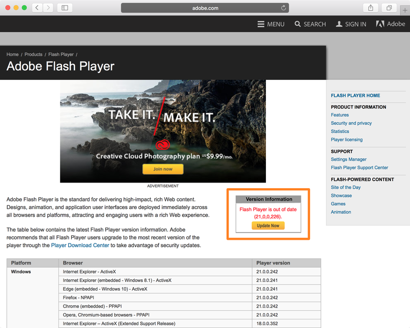 Überprüfen Sie die Flash-Version im Mac-Webbrowser