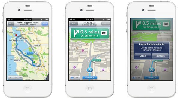 Turn-by-Turn-Navigation und Hover sind auf iPhone 4S, iPad 2 und höher beschränkt