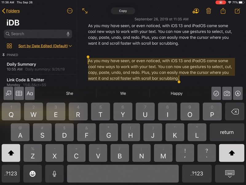 Text auf iPhone und iPad bearbeiten – Notizen auf iPadOS kopieren