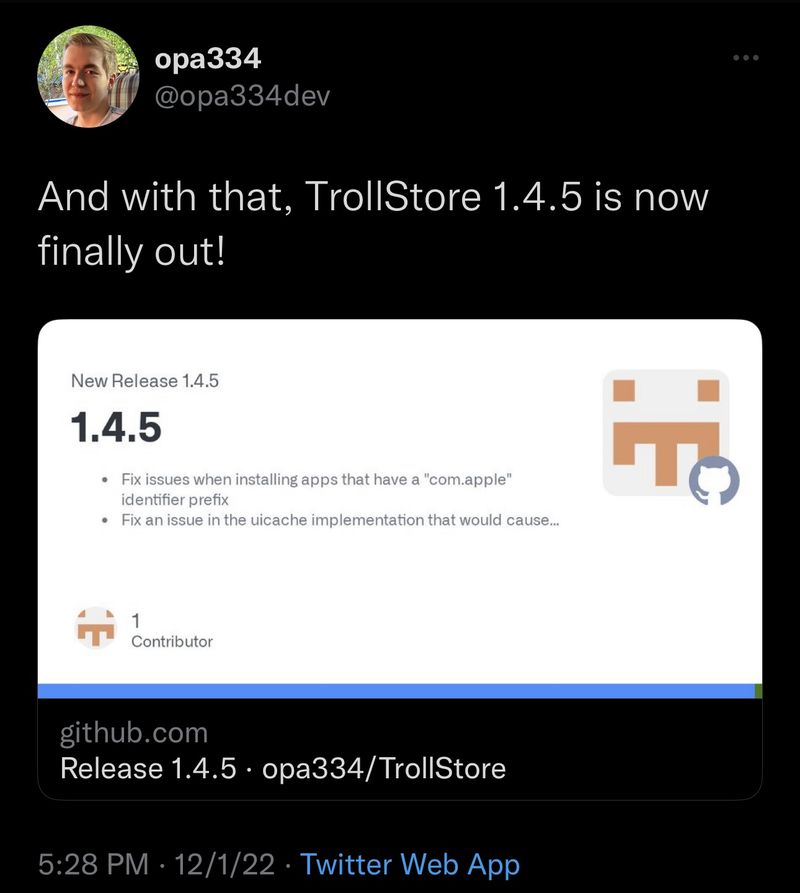 TrollStore v1.4.5: Fehlerbehebungen und Verbesserungen