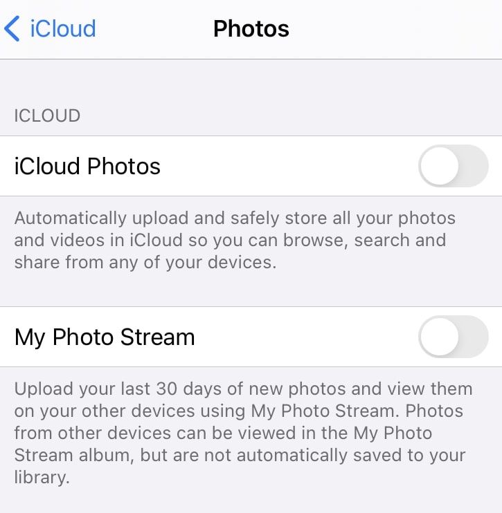iCloud-Fotos deaktivieren