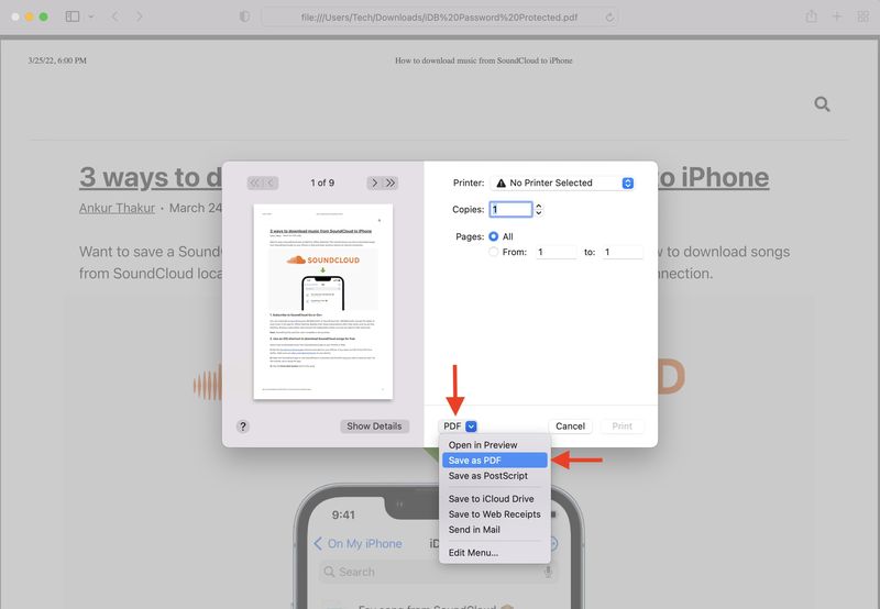 Entsperren Sie PDF mit Safari auf dem Mac