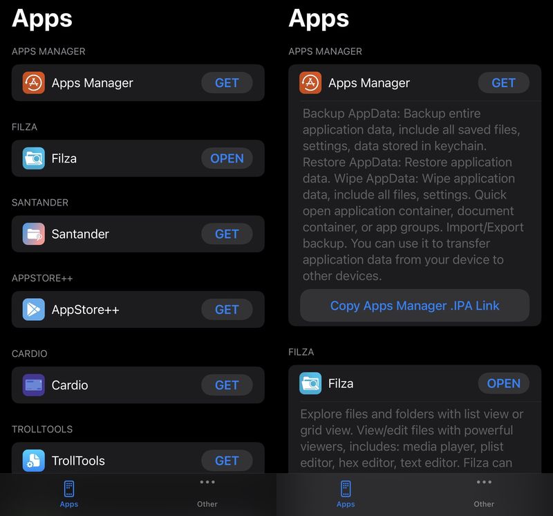 TrollApps Version 1.1 bietet iOS 14-Unterstützung und eine aktualisierte Benutzeroberfläche mit mehr Funktionen.