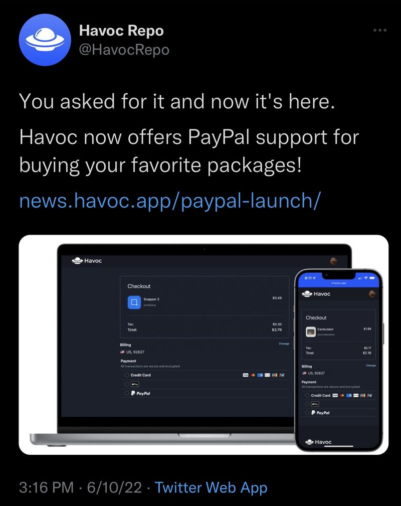Havoc Repository unterstützt PayPal | IT-Experte