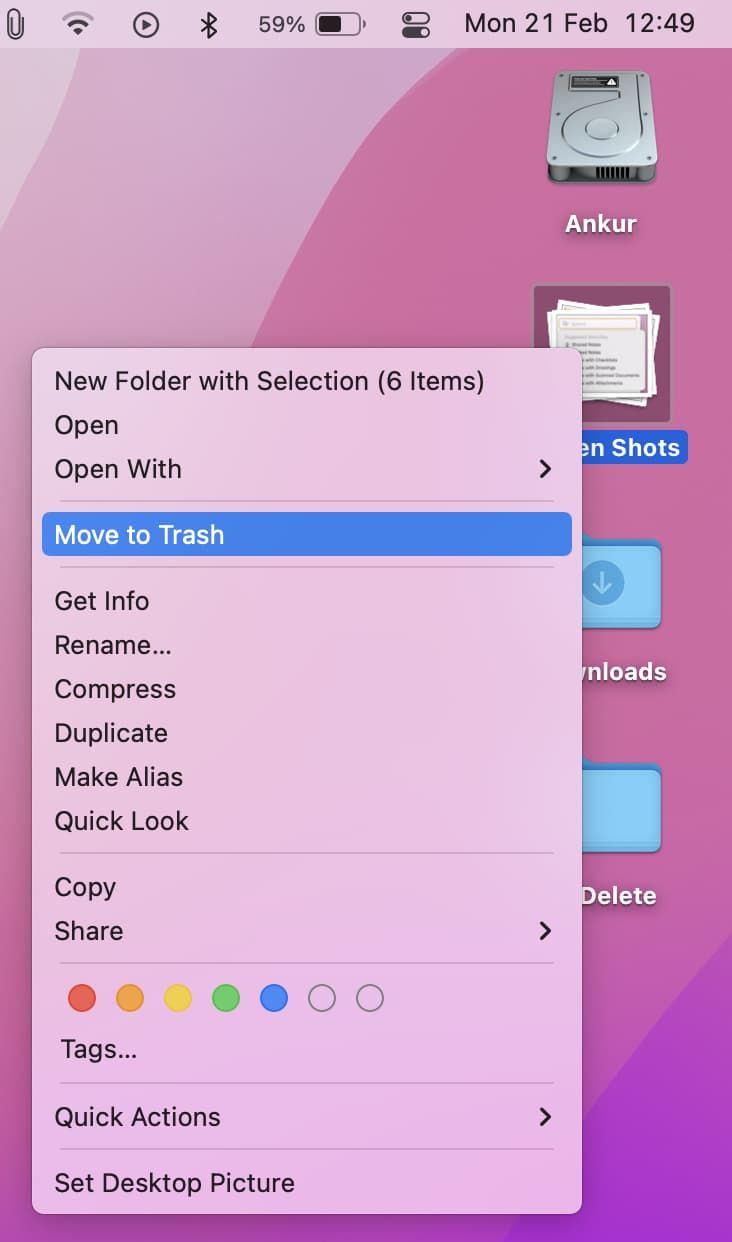 Löschen Sie alle Screenshots auf einmal auf dem Mac, um internen Speicher freizugeben