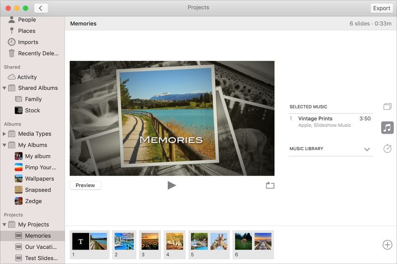 Diashow-Musik in Fotos auf dem Mac