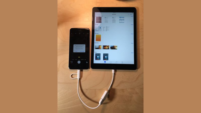 iPhone und iPad per Kabel miteinander verbunden