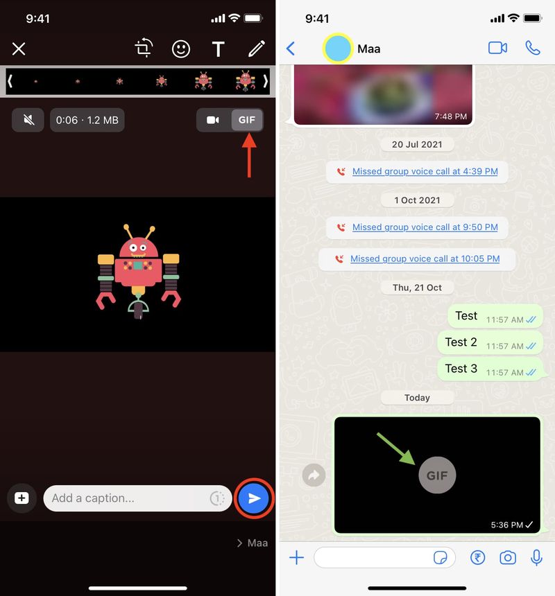 Kurzes Video als GIF auf WhatsApp versenden