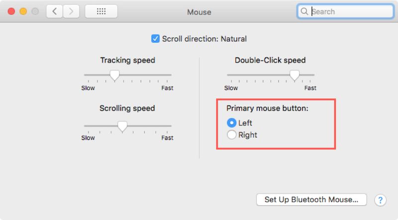 Einstellung der primären Maustaste auf dem Mac
