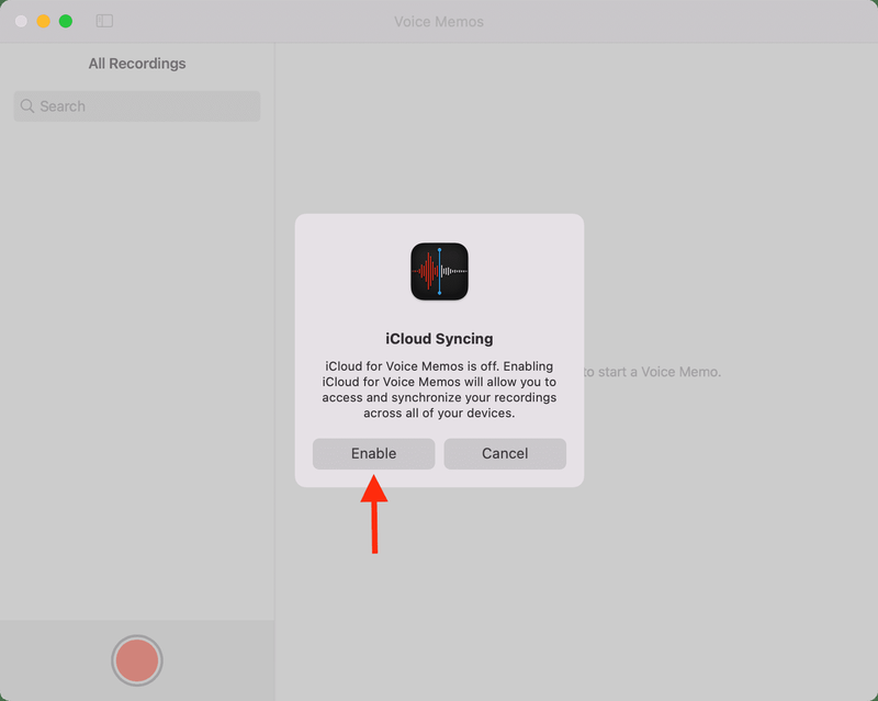 Aktivieren Sie die iCloud-Synchronisierung in der Sprachmemos-App auf dem Mac