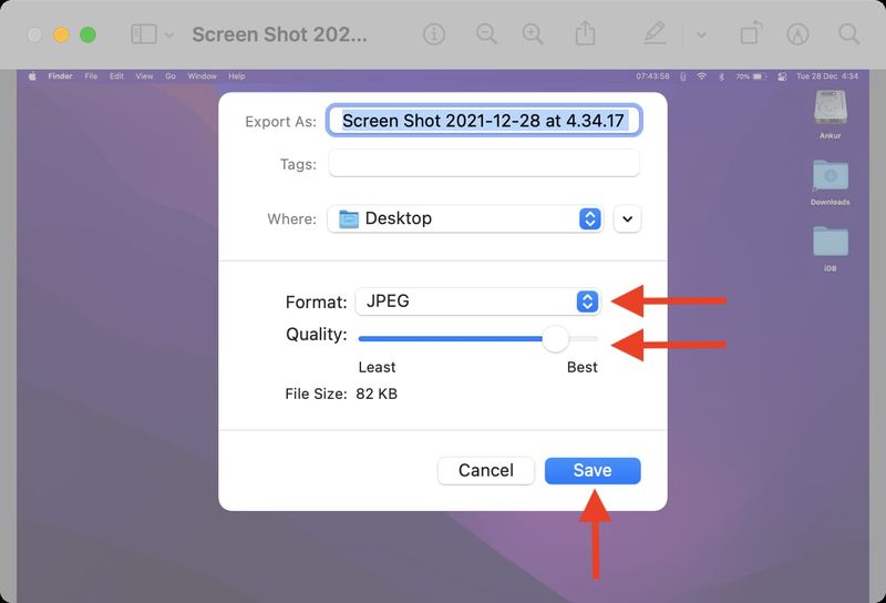 Reduzieren Sie die Bilddateigröße auf dem Mac