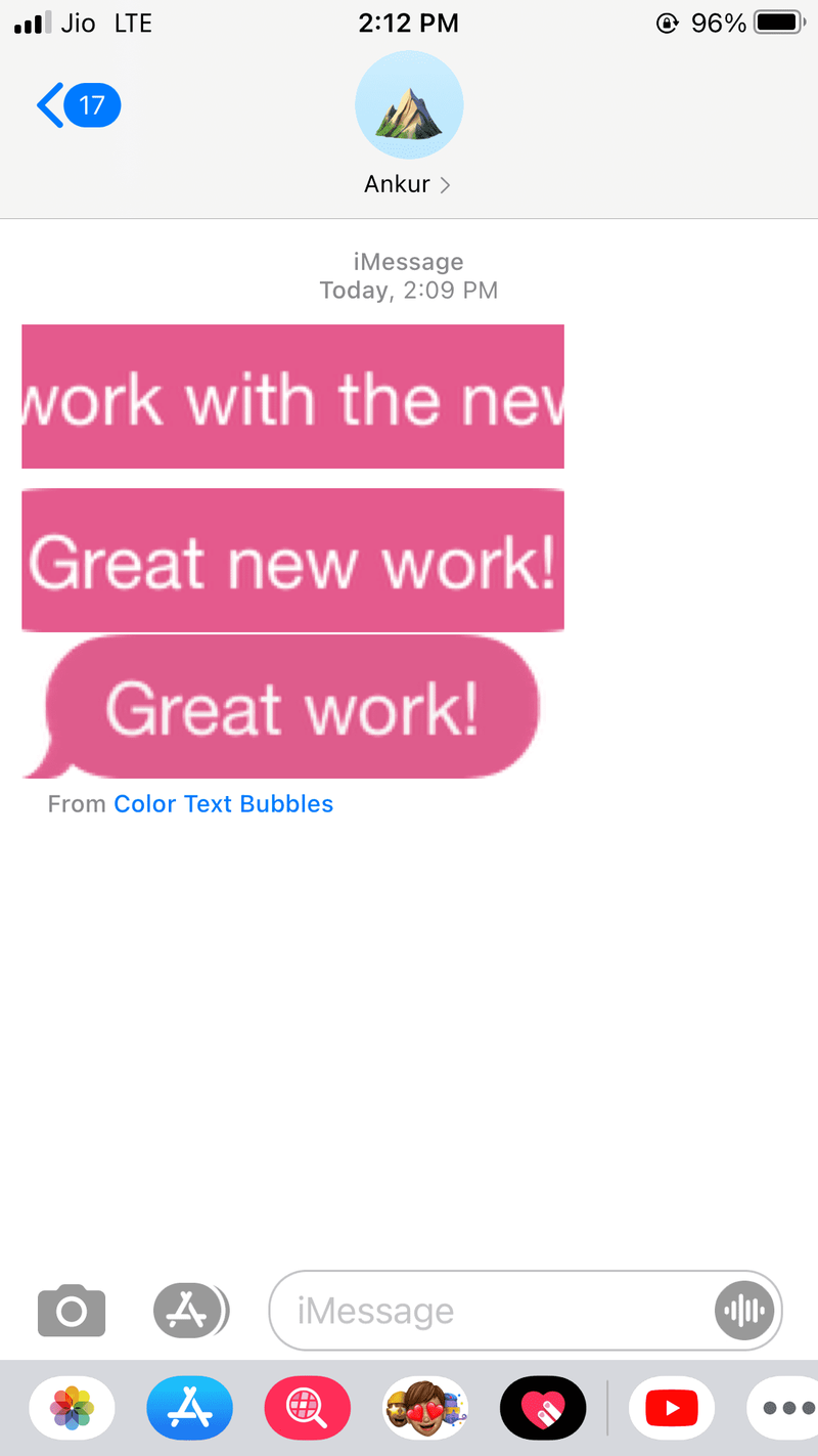 Senden von iMessage in farbigen Blasen