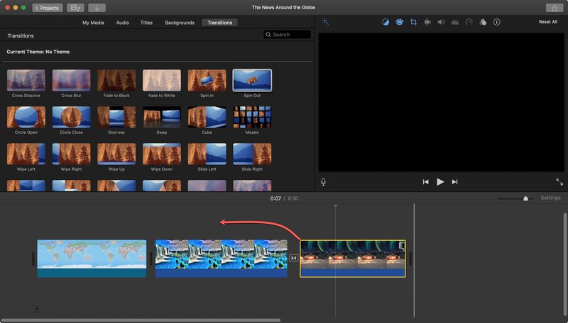iMovie Drag Clip für Mac mit geteiltem Bildschirm