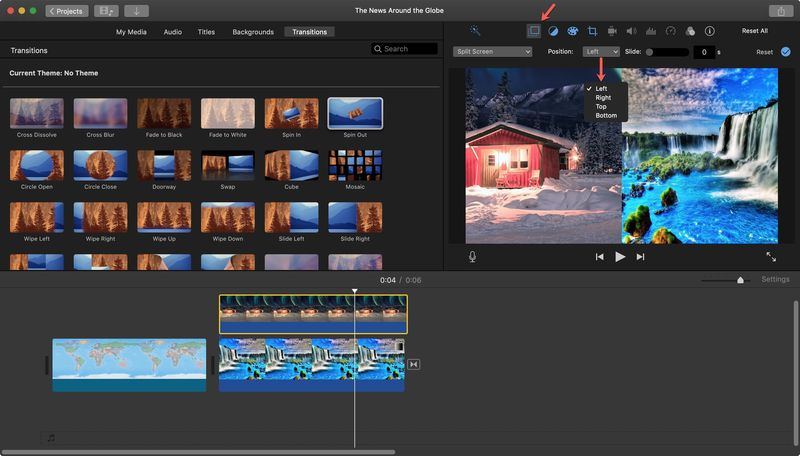 iMovie Split-Screen-Position Mac