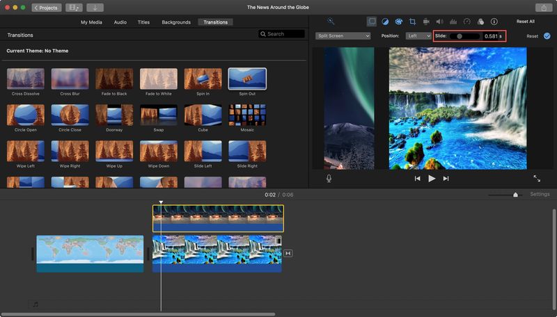 iMovie Splitscreen-Übergang Mac