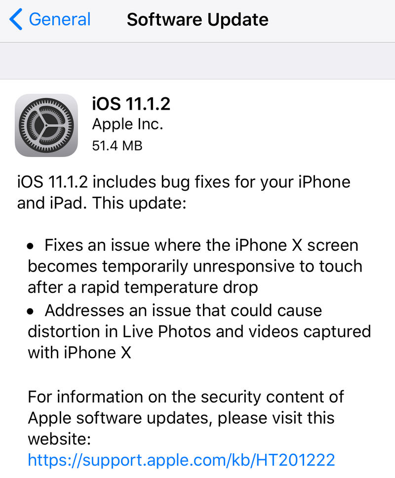Apple veröffentlicht iOS 11.1.2 mit iPhone X Screen Fix