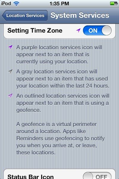 iOS 5.1: Schauen Sie sich das neue Geofencing-Symbol an